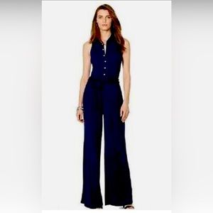 Lauren-Ralph Lauren, Navy blue wide leg jumpsuit. Size L